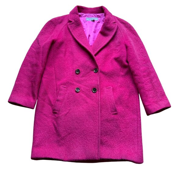 Gerard Darel Size FR 38 US 6 Fuchsia Double-Breasted Wool Blend Pea Coat Jacket - Picture 1 of 16